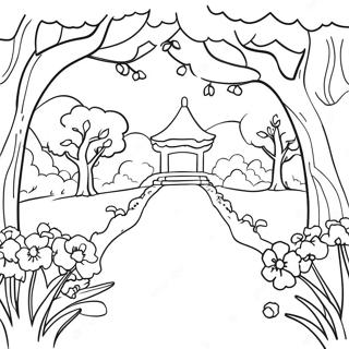 Cherry Blossom Garden Coloring Page 127117-60698