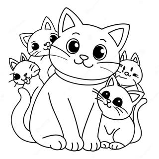 Cat With Kittens Coloring Pages