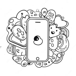 Iphone Surrounded By Fun Stickers Coloring Page 127425-60936