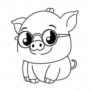 Adorable Kawaii Pig With Sunglasses Coloring Page 127707-61273