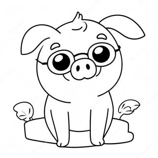 Adorable Kawaii Pig With Sunglasses Coloring Page 127707-61274