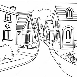 Charming Neighborhood Street Coloring Page 127862-61395