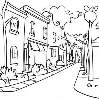 Charming Neighborhood Street Coloring Page 127862-61396