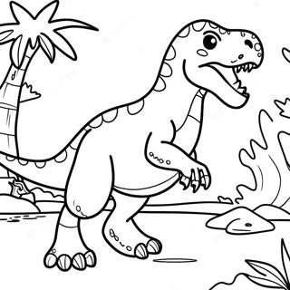 Angry T Rex Chasing Prey Coloring Page 1280-1511