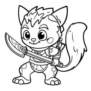 Courageous Monster Hunter With Sword Coloring Page 128123-61605