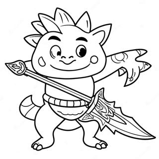 Courageous Monster Hunter With Sword Coloring Page 128123-61607