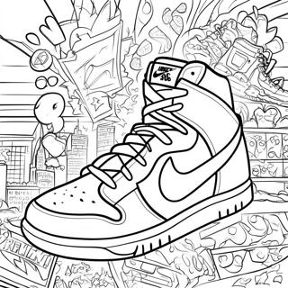 Nike Dunks With Graffiti Art Coloring Page | Coloring-Pages.com