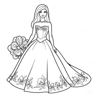 Barbie In A Beautiful Wedding Dress Coloring Page 128402-61817