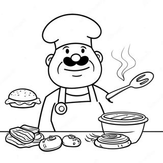 Bbq Chef Cooking Coloring Page 128482-61887