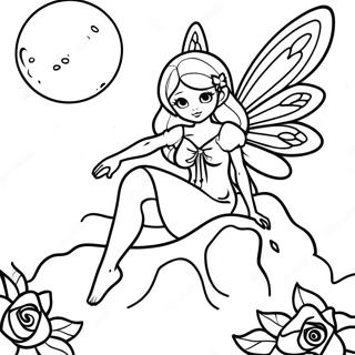 Enchanting Gothic Fairy In Moonlight Coloring Page 128531-61913