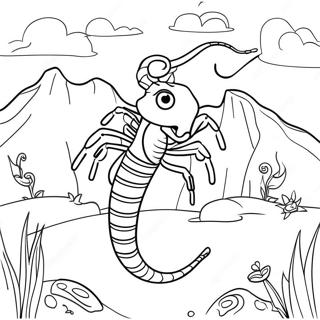 Scorpio In A Magical Landscape Coloring Page 128768-62106