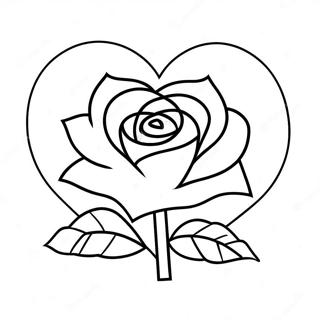 Love Heart Rose Coloring Pages