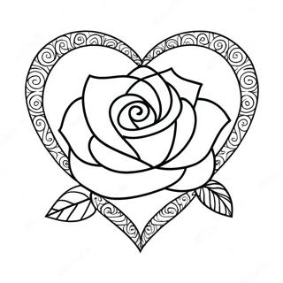 Love Heart Rose Coloring Page 128918-62210