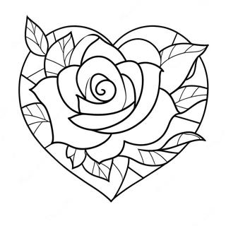 Love Heart Rose Coloring Page 128918-62212