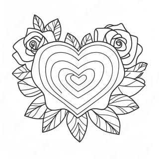 Beautiful Love Heart Rose Coloring Page 128919-62213