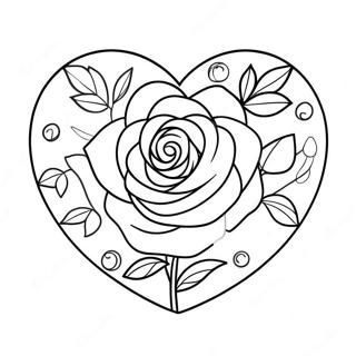 Beautiful Love Heart Rose Coloring Page 128919-62214