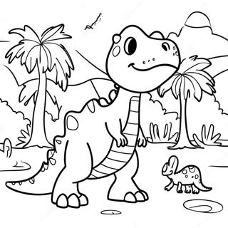 Colorful Dino Ranch Scene Coloring Page 128972-62261