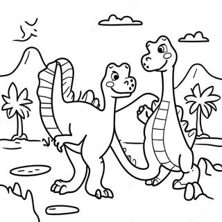 Colorful Dino Ranch Scene Coloring Page 128972-62263