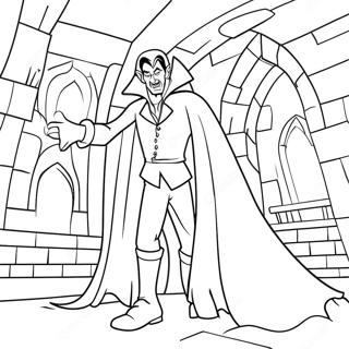 Scary Dracula In A Castle Coloring Page 129098-62354