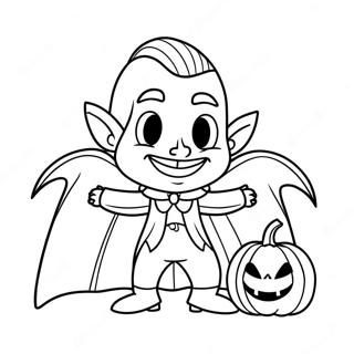 Friendly Dracula With A Pumpkin Coloring Page 129099-62359