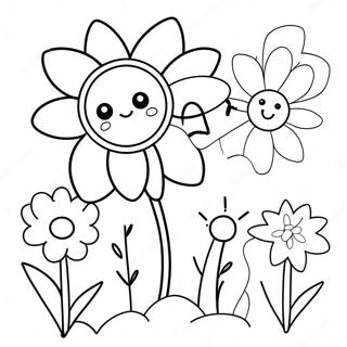 Cute Cartoon Flowers Coloring Page 129355-62562