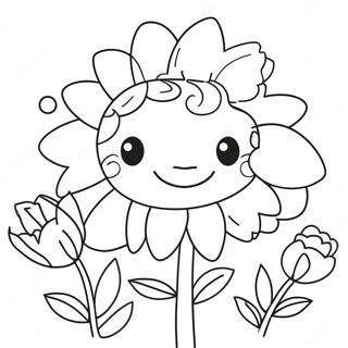 Cute Cartoon Flowers Coloring Page 129355-62563