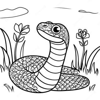 Colorful Snake Slithering Through Grass Coloring Page 12940-2827