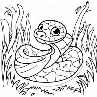 Colorful Snake Slithering Through Grass Coloring Page 12940-2828