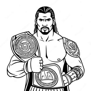 Roman Reigns With Championship Belt Coloring Page 129429 62617