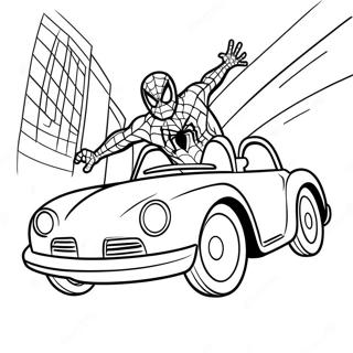 Spiderman Driving Fast Car Coloring Page 129480-62653