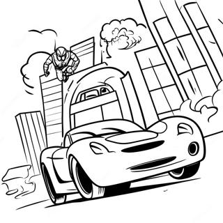 Spiderman Driving Fast Car Coloring Page 129480-62654