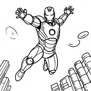 Iron Man Flying High Coloring Page 129764-62879