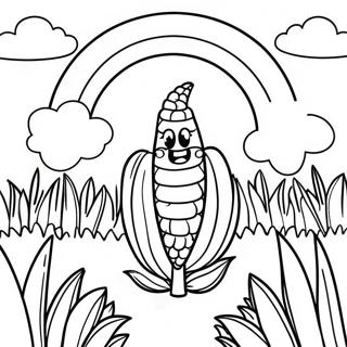 Happy Rainbow Corn In A Field Coloring Page 129789-62900