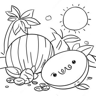 Bright Sunny Day With Melons Coloring Page 129814-62914