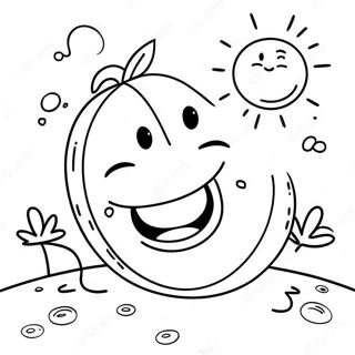 Happy Melon Character In The Sun Coloring Page 129815-62919