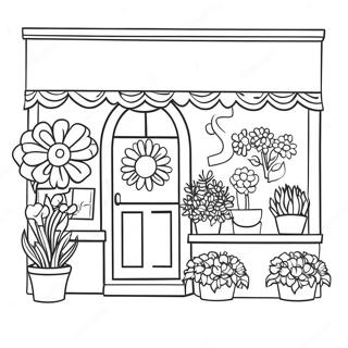Charming Flower Shop Coloring Page 130253-63263