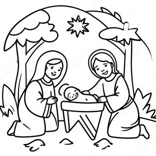 Nativity Scene With Baby Jesus Coloring Page 130277 63279