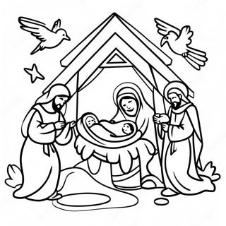 Nativity Scene With Baby Jesus Coloring Page 130277 63280
