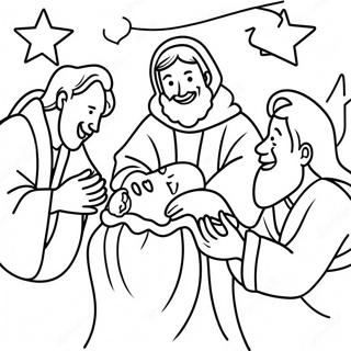 Joyful Shepherds At The Manger Coloring Page 130278 63281