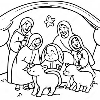 Joyful Shepherds At The Manger Coloring Page 130278 63282