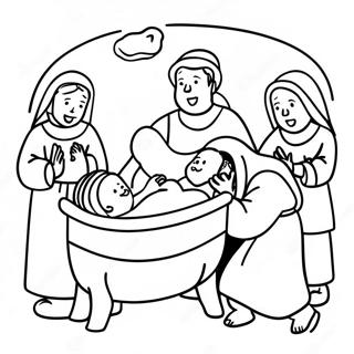 Joyful Shepherds At The Manger Coloring Page 130278 63283