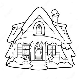 Cozy Christmas House Coloring Page 130430-63395