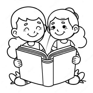 Happy Kids Reading Coloring Page 130482 63437
