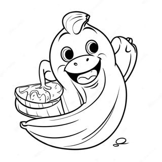 Happy Banana Eating A Slice Coloring Page 130532-63474