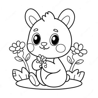 Cute Bonnie With Flowers Coloring Page 130584-63513