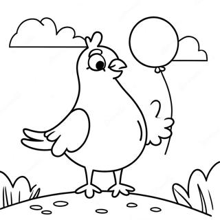 Silly Pigeon With Colorful Balloons Coloring Page 130894-63754