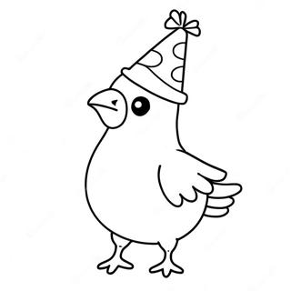 Funny Pigeon Wearing A Party Hat Coloring Page 130896-63762