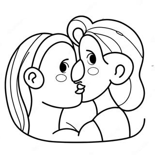 Cute Cartoon Kiss Coloring Page 131101-63916