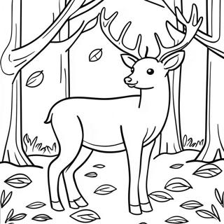 Buck Deer In Autumn Leaves Coloring Page 131233-64023