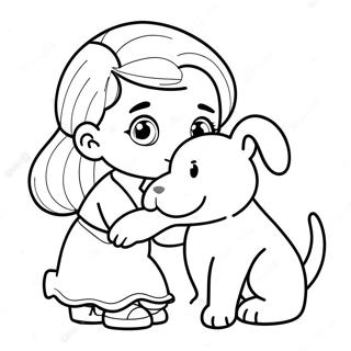 Playful Big Sister With A Puppy Coloring Page 131309 64081